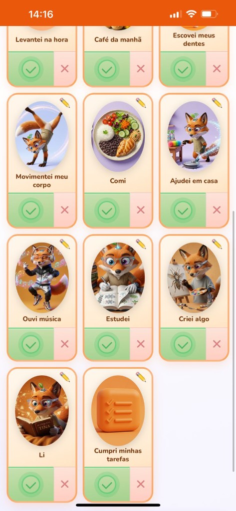 Grade de tarefas gamificadas